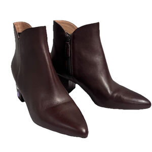 Cole Haan Ankle Booties Boots size 8B Brown Leather Pointy Toe Career Heels